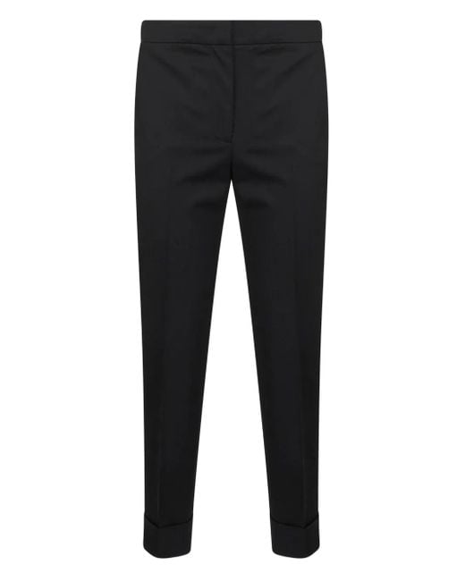 PT Torino Black Cuffed Virgin Wool-Blend Tailored Trousers