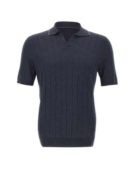 Gran Sasso Blue Ribbed T-Shirt for men