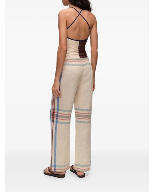 Bimba Y Lola Natural Striped-Pattern Palazzo Pants