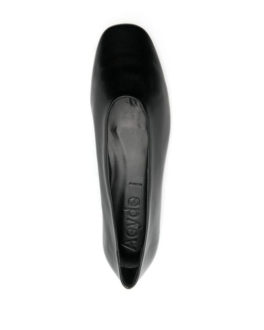 Aeyde Black Kirsten Leather Ballerina Shoes