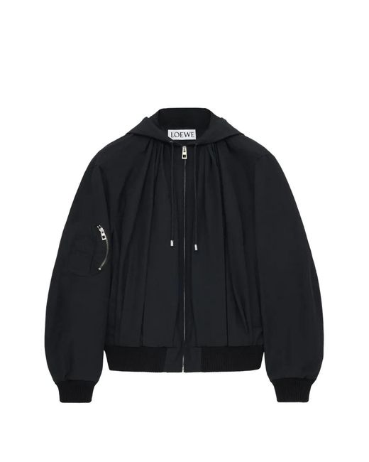 Loewe Black Pleated Hooded Jacket