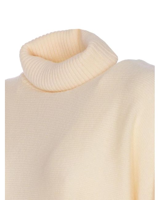 MICHAEL Michael Kors Natural High-Neck Logo-Plaque Sweater