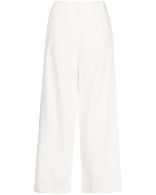 Pantalones anchos con detalles de cristal Forte Forte de color White