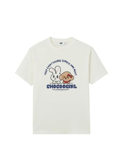 Chocoolate White Print T-Shirt