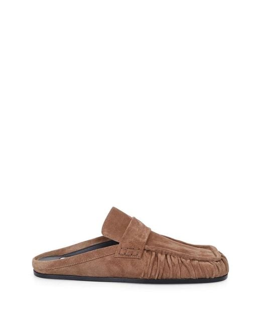 Jil Sander Brown Mules Sabot En Daim