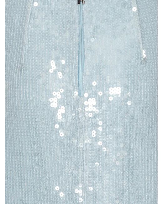 ROTATE BIRGER CHRISTENSEN Blue Sequin Pencil Midi Skirt