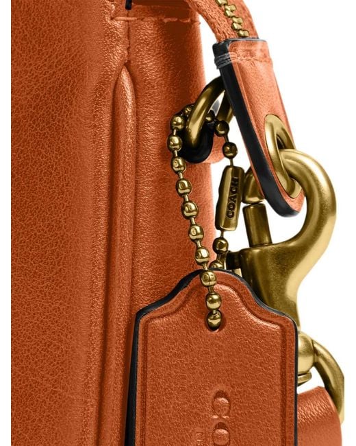 COACH Brown Logo-Print Leather Shoulder Bag
