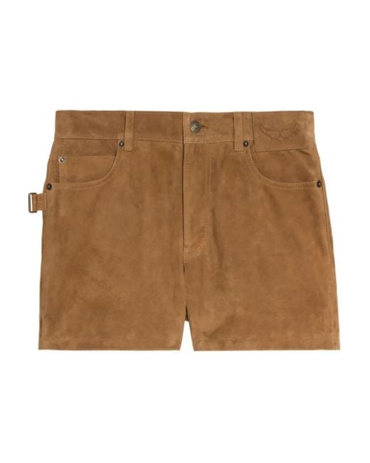 Zadig & Voltaire Brown Shorts mit Schnallenverschluss