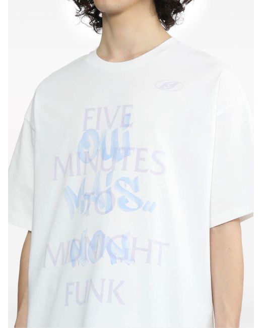 FIVE CM White Slogan-print Cotton T-shirt for men