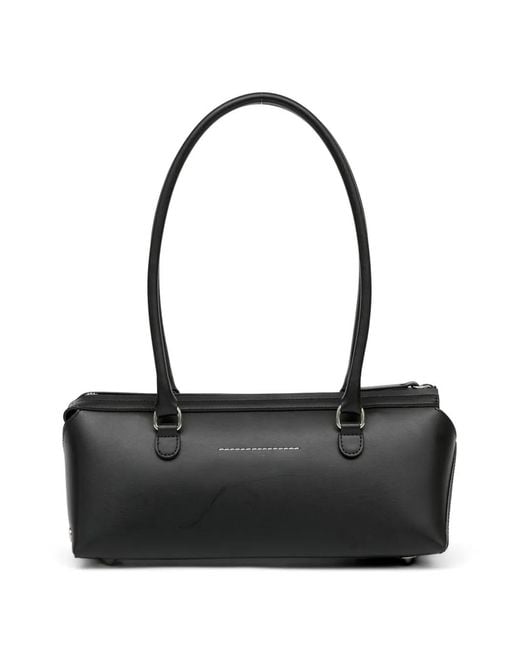 MM6 by Maison Margiela Black Medium Bauletto J Leather Shoulder Bag