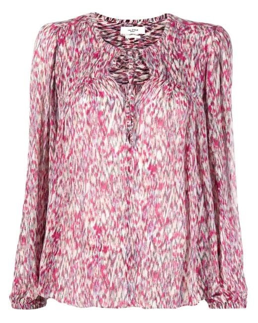 Isabel Marant Pink Abstract-Print Blouse