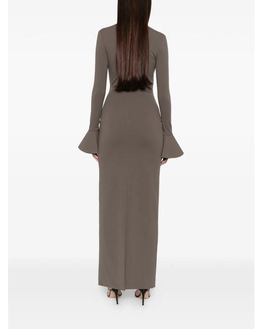 Solace London Natural Alicia Flare-Sleeve Maxi Dress