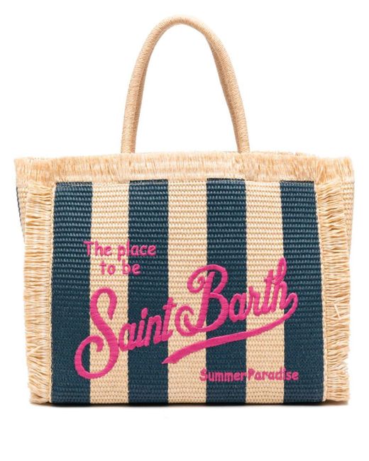 Mc2 Saint Barth Pink Vanity Striped Tote Bag