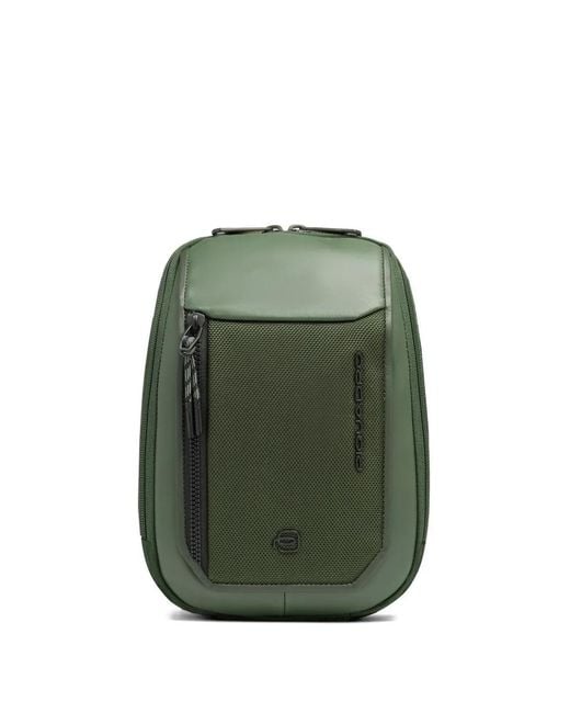 Piquadro Green Panelled Cross Body Bag for men