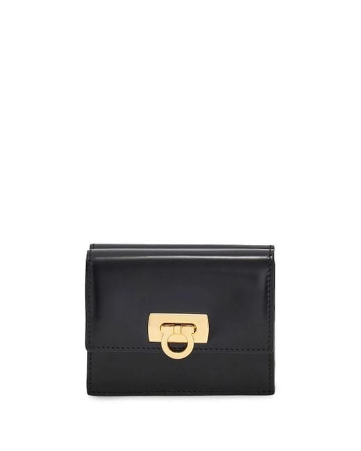Ferragamo Black 'Wanda' Wallet With Gancini Closure