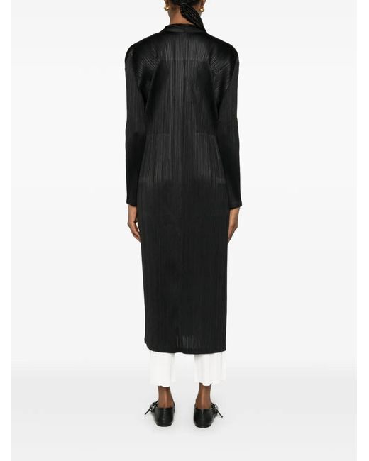 Pleats Please Issey Miyake Black Facade Pleated Coat