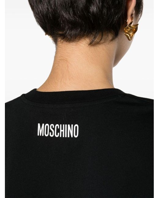 Moschino Black T-Shirt mit Slogan-Print