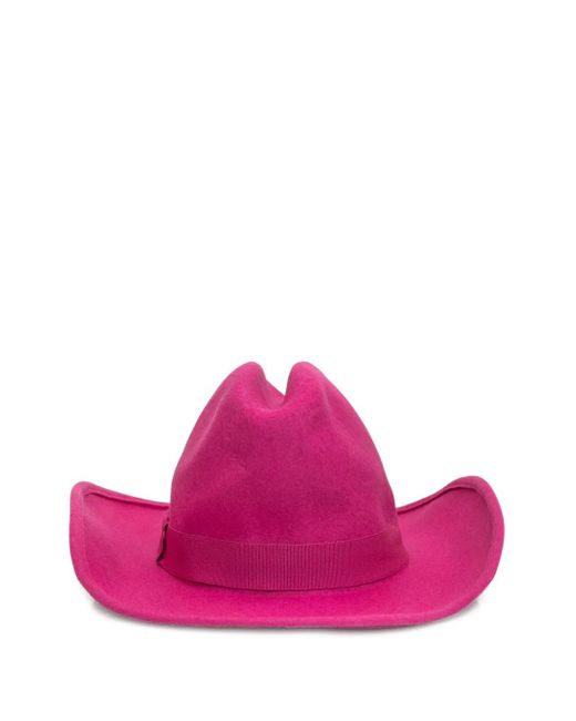 ACTUALEE Pink Strap-Detail Cowboy Hat