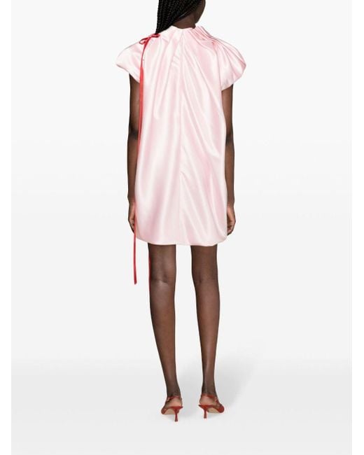Simone Rocha Satijnen Mini-jurk Met Plooidetail in het Pink