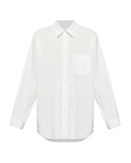 Homme Plissé Issey Miyake White Cotton Shirt With Front Button Fastening for men