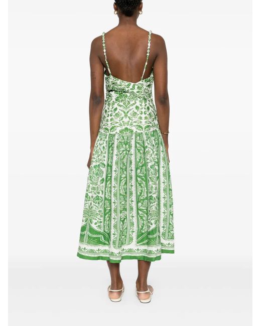 Farm Rio Delicate Tapestry ドレス Green