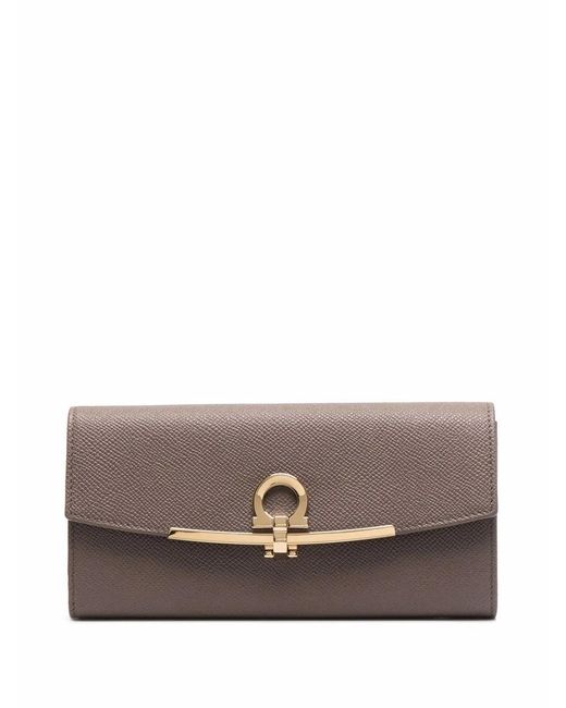 Ferragamo Brown Taupe Continental Wallet