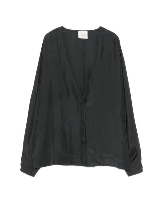 Alysi Black Button Long-Sleeve Kimono