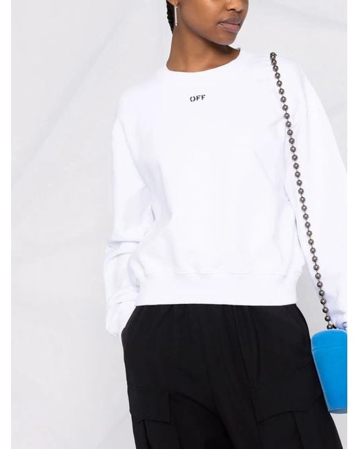 Off-White c/o Virgil Abloh White Off-Stamp Cropped Sweatshirt