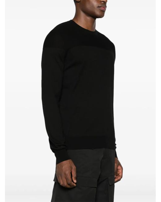 Jil Sander Black Fine Cotton Crew Neck Sweater for men