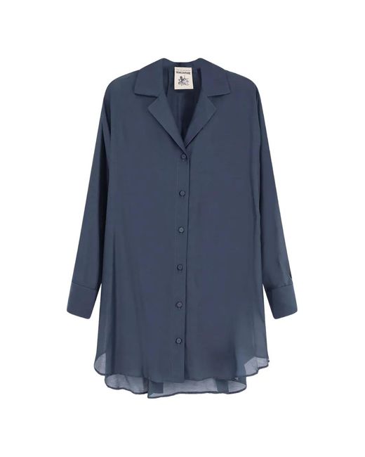 Semicouture Blue Chemise Plissée Au Dos