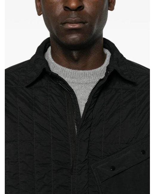 Stone Island Black Zip-Fastening Quilted Overshirt for men
