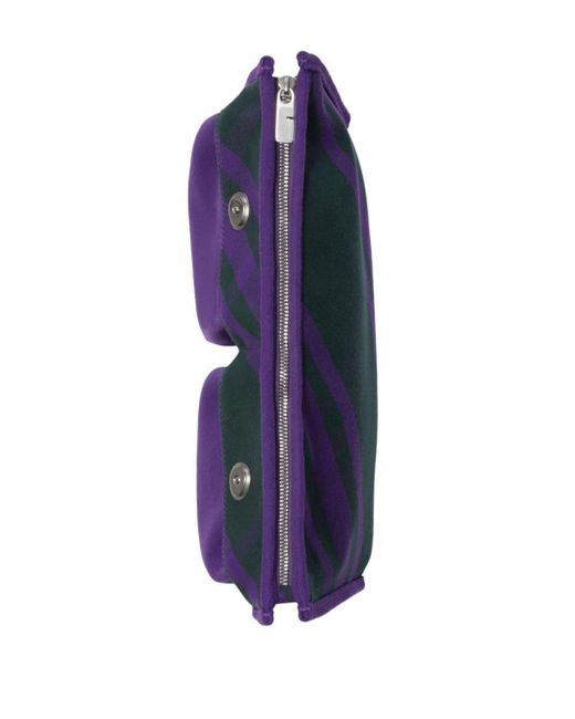 Burberry Purple Check-pattern Cotton Clutch Bag for men