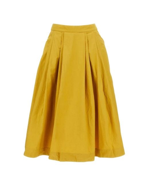 Casey Casey Yellow Anarchic Pleated-Design Midi Skirt