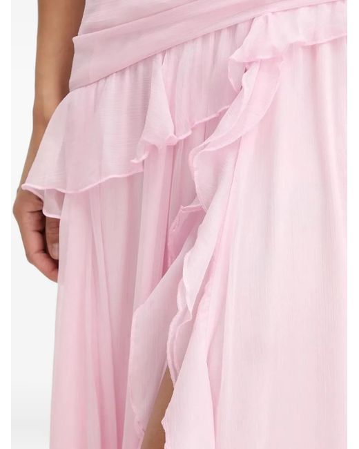Bardot White Gerüschtes Maxikleid Mit Schlitz