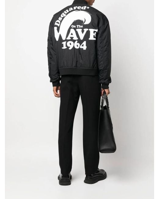 DSquared² Black Logo-Print Bomber Jacket for men