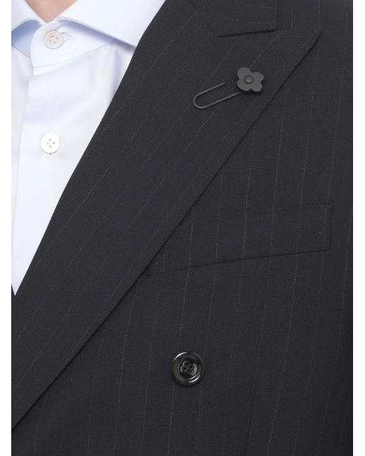 Lardini Blue Pinstripe Double-Breasted Suit for men