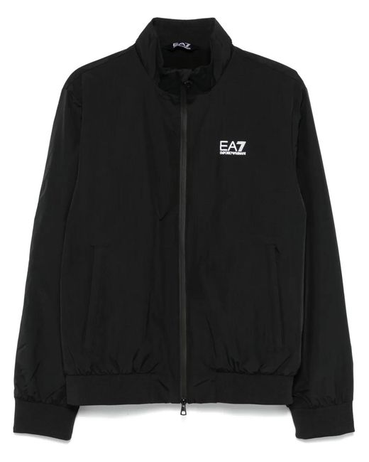 EA7 Black Logo-Print Jacket for men