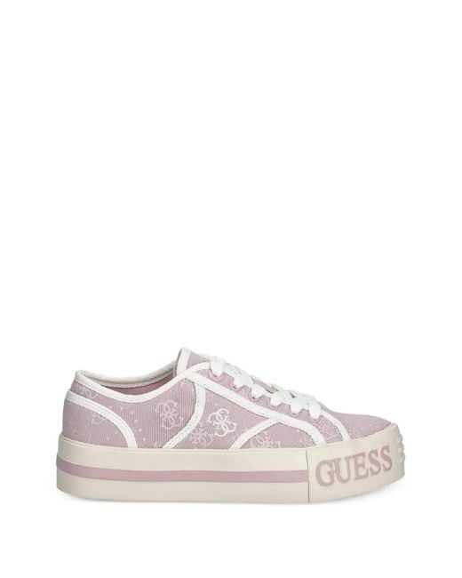 Guess Pink Monogram Logo-Detail Sneakers