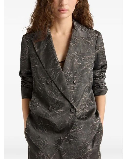 Momoní Black Jacquard Double-Breasted Jacket