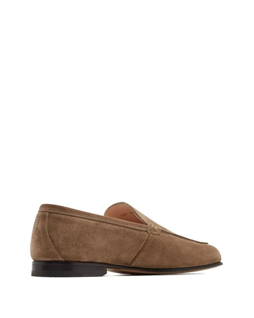 Forsa Brown Stitched Suede Loafers for men