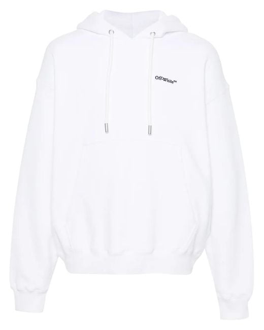 Off-White c/o Virgil Abloh White Off- Logo-Embroidered Organic Cotton Hoodie for men