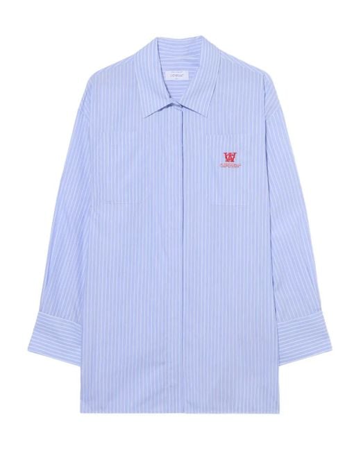 Off-White c/o Virgil Abloh Blue Gestreiftes Popeline-Minikleid