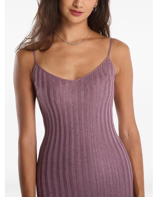 Guess Purple Ribbed Long Dress