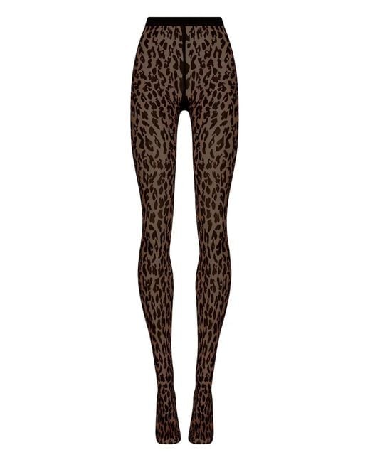 Wolford Black Leopard-Print Tights