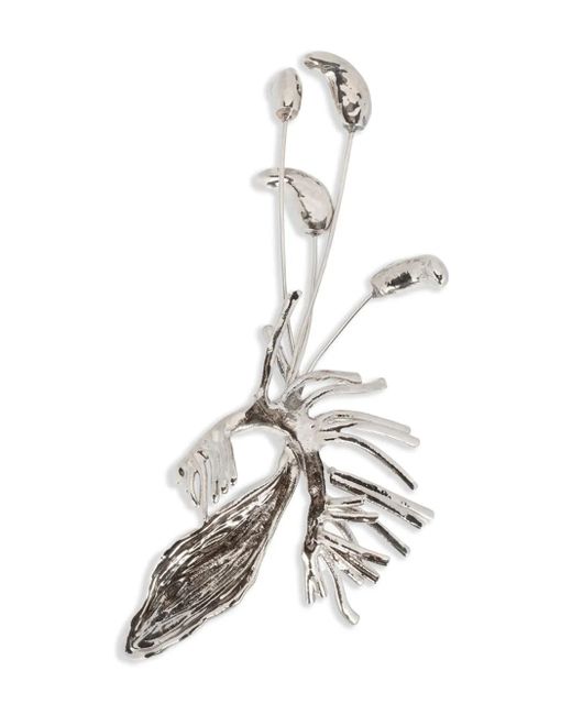 Dries Van Noten White Brosche Mit Blumenmotiv