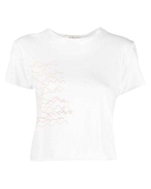 The Row White Scribble-print Cropped T-shirt