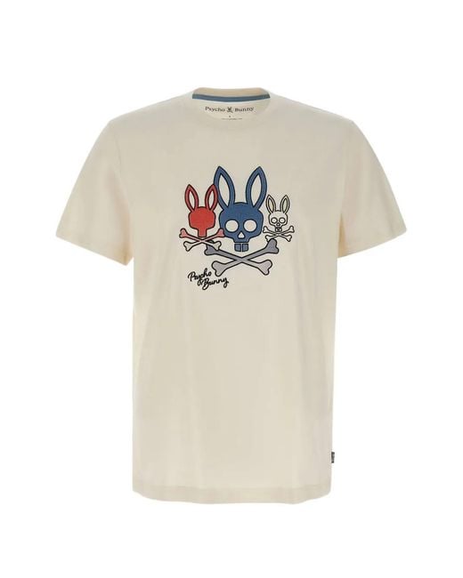 Psycho Bunny White Oscar Graphic Crew Neck T-Shirt for men