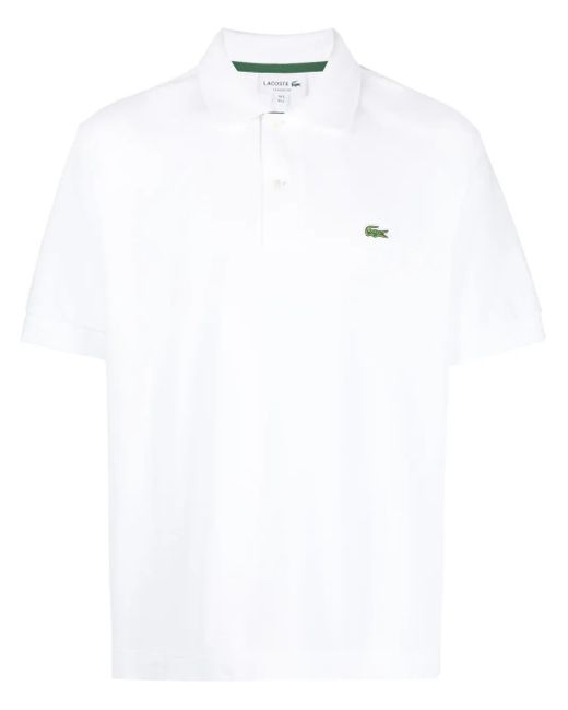 Lacoste White Logo-Appliqué Short-Sleeve Polo Shirt for men