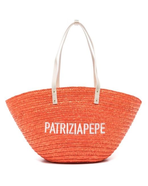 Patrizia Pepe Orange Logo-embroidered Shoulder Bag