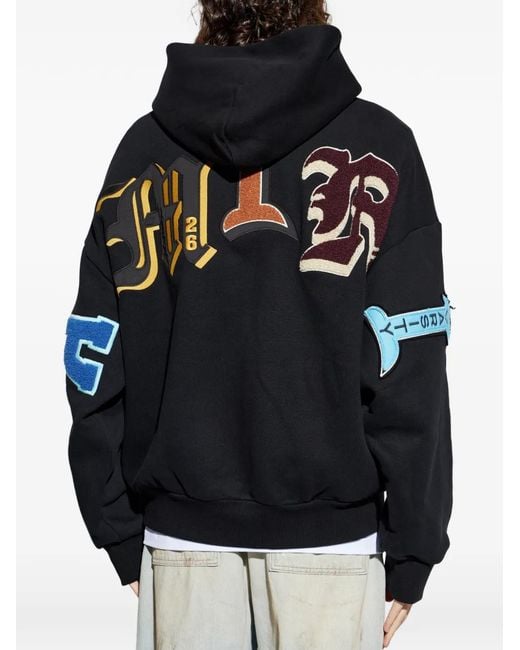 Amiri Blue Logo-Appliqué Full-Zip Hoodie for men